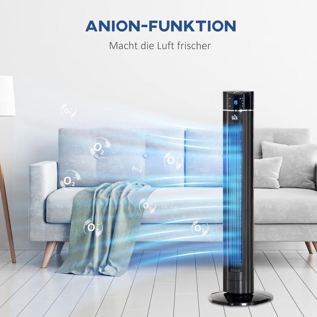 Ventilador de torre/Ventilador de pé 2 em 1, 32 cm x 32 cm 106,8 cm x 106,8 cm, Preto