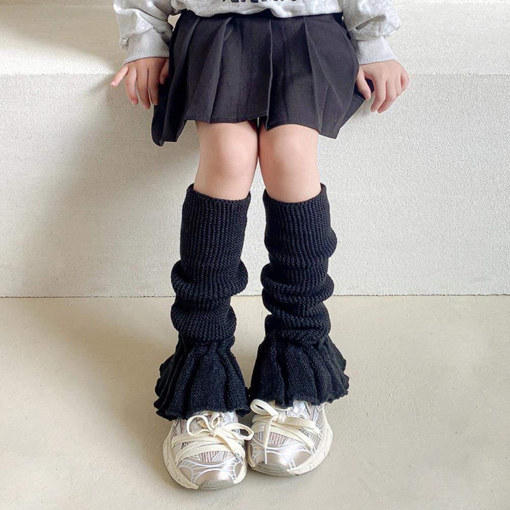

Boot Warmers Kids Leg Warmers Socks Solid Color Warm Leg Cover Winter Christmas Gifts чорний