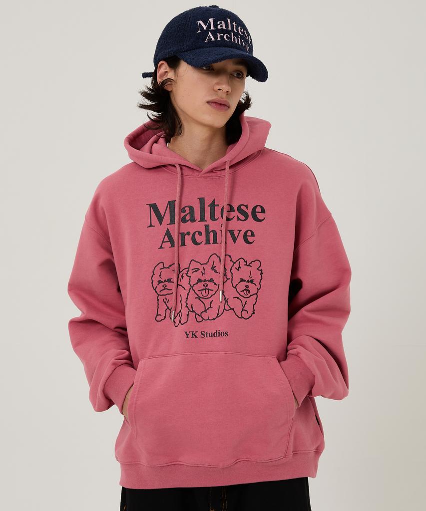 Maltese Archive Line Graphic Hoodie Dust Pink