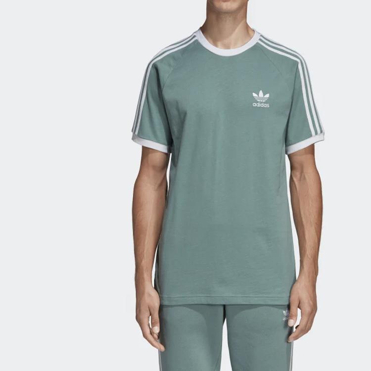 Adidas Originals Trefoil Logo Sport Crew Neck Short Sleeve T-Shirt Retro 1976 Cotton T-Shirt Men Tops Mint-Green DV1566