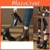 Trendy Black Short Fashion Boots With Round Toe And Waterproof Platform For Women