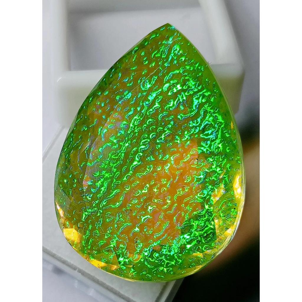 Stunning Natural Monarch Fire Opal Doublet 88.55 Ct Pear Certified Gemstone