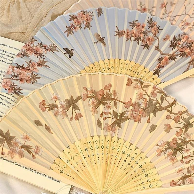 Chinese Retro Hand Fan Vintage Folding Fans Japanese Bamboo Fans Decorative Dancing Fan Photo Props Art Crafts Gifts Home Decor