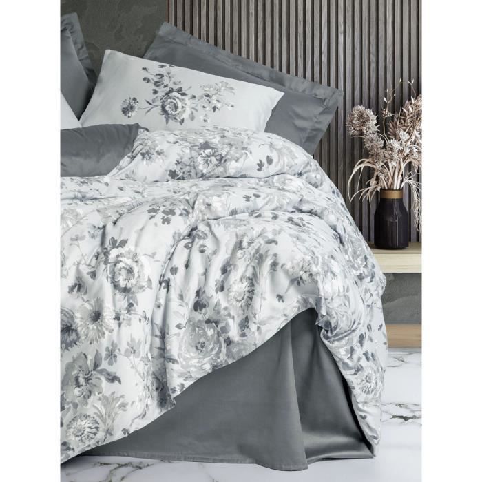 Bedding Set - 1 Duvet Cover 220 X 240 Cm + 2 Pillowcases 60 X 60 Cm - Sateen 100% Cotton - Grey