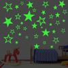 55 Sheet of Luminous Star Wall Stickers, 2D Fluorescent Stickers for Home Kids' Bedroom Ceiling & Wall Art Decals
