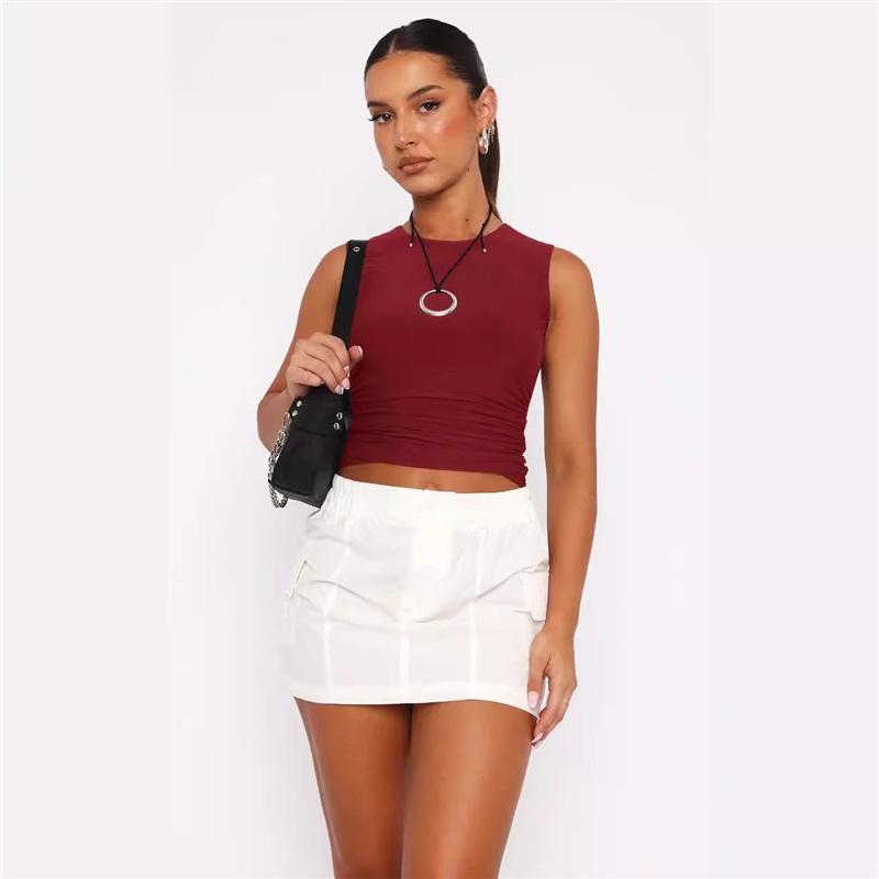 Damen Einfarbig Sexy Rückenfrei Crop Kurzarm T-Shirt Lässig Rundhals Enthüllendes Crop Top Stilvolle Damenbekleidung