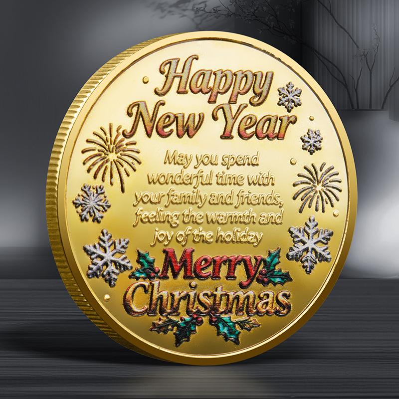 6 Pcs, Santa Claus Commemorative Coins, Colorful Relief Commemorative Medals, Christmas Gifts, Colorful Gold and Silver Coins
