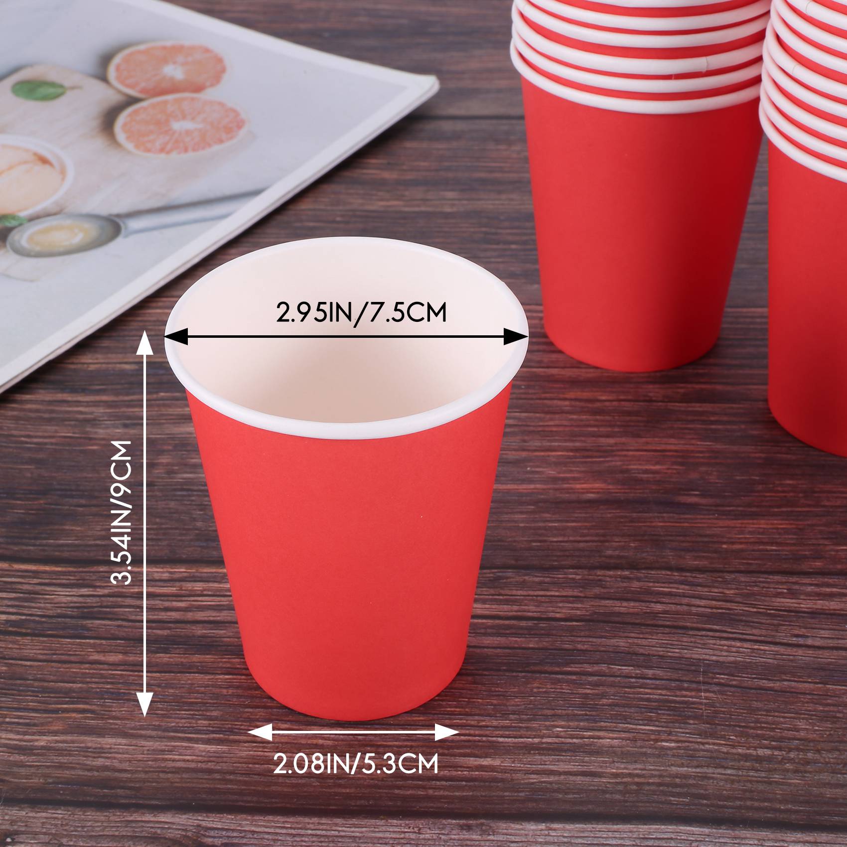 

20 Paper Cups (9Oz) - Plain Solid Colours Birthday Party Tableware Catering(Red) червоний