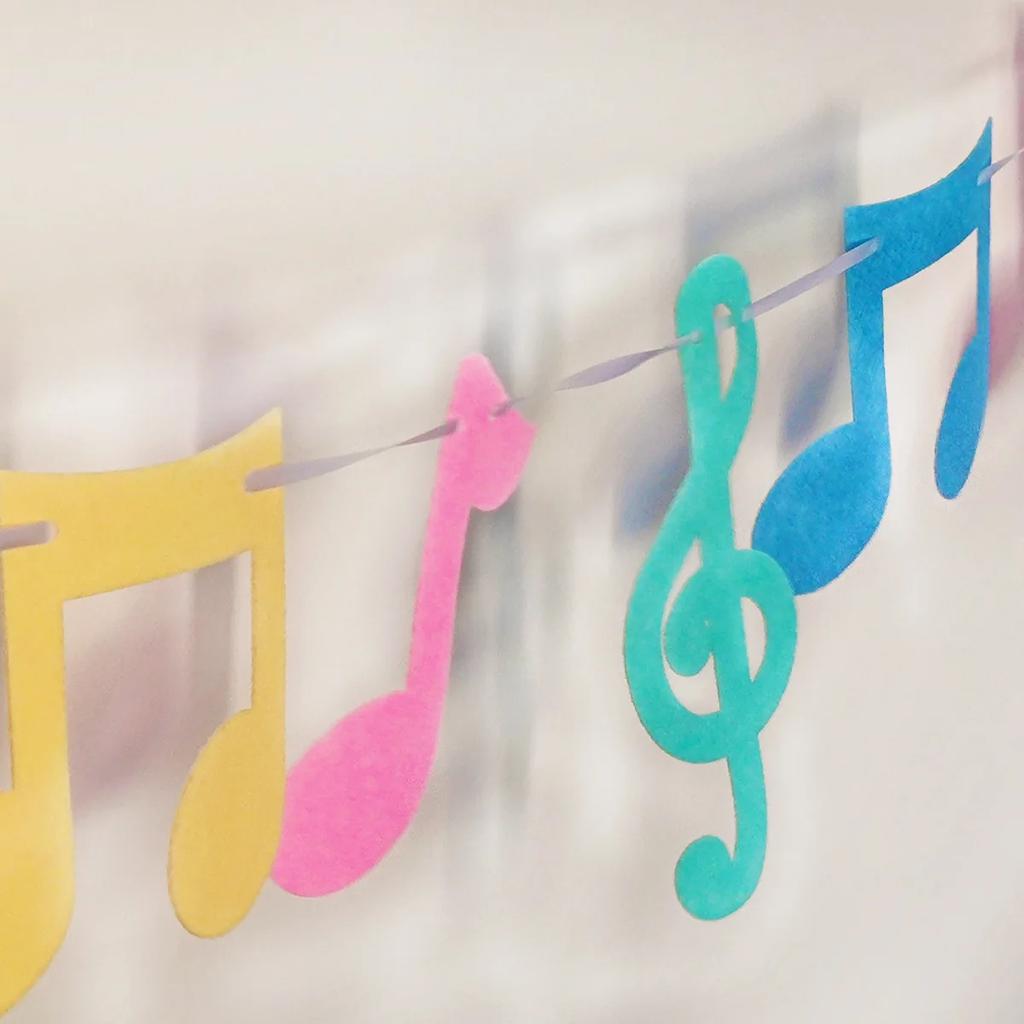 Buntes Filz Musiknote Zugflaggen Banner Kinder Geburtstag Hochzeit Rockmusik Festival Party Hängende Girlande Heimdekoration