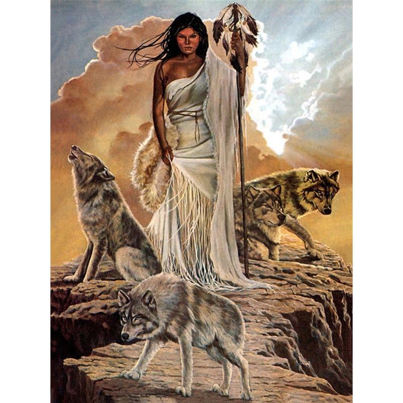 5D DIY Diamond Painting Kit Tribal Figures Art Diamond Embroidery Rhinestones Decorations for Home