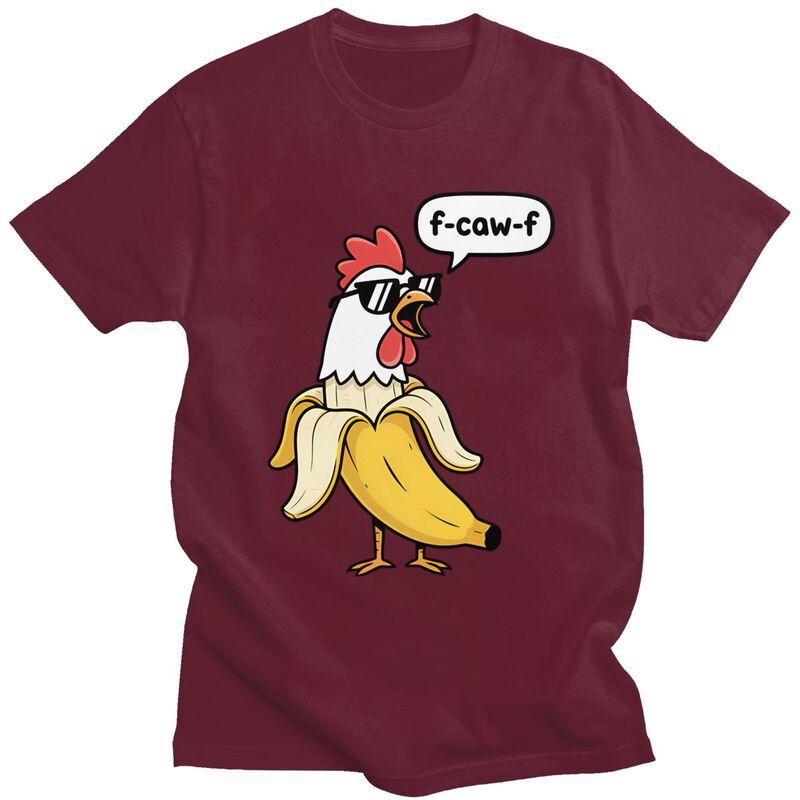 Funny FCawF Chicken Banana Mashup Fcawf T Shirt for Men Short Sleeves Graphic Tee Shirt Streetwear Summer Pure Cotton Tee Tops