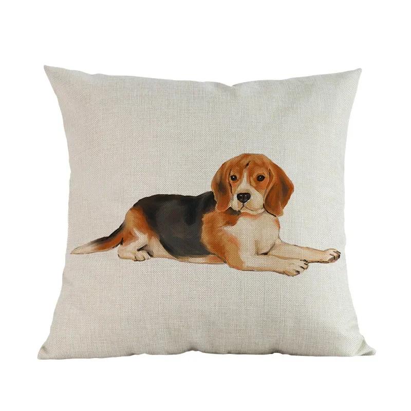 Watercolor Style Pet Dog Cushion Cover Home Living Room Sofa Decoration Pillow Case Chair Car Bedroom Decorative Pillowcase Gift