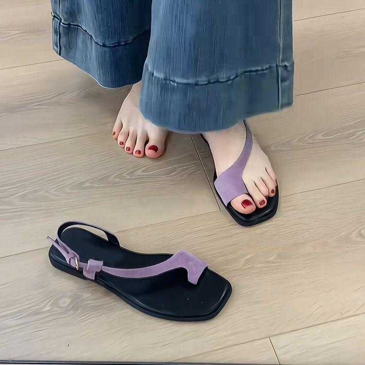 Outer Wear Square Toe Elastic Band Roman Sandals 2025 Summer New Soft-soled Sandals Niche Design Slippers Women