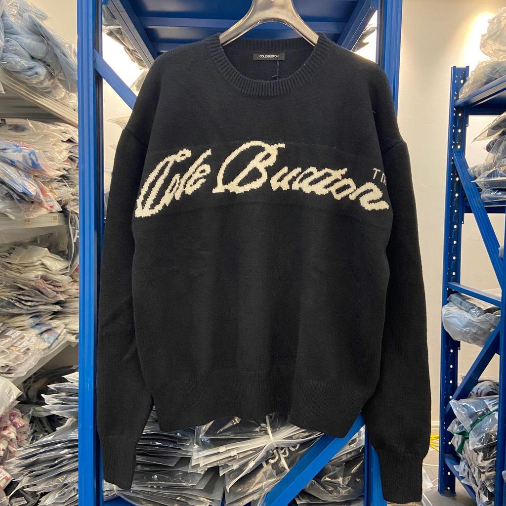 Cole Buxton Unisex Minimalistischer CB-Buchstaben Jacquard-Strick-Hoodie - Herbst/Winter Lockerer Freizeit-Pullover