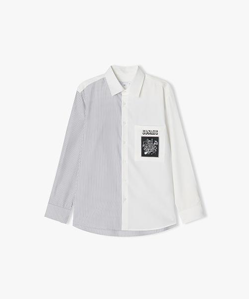 River Classy [25Ss] Lls31506 Black Semi-Overfit Color Block Art Shirt 95