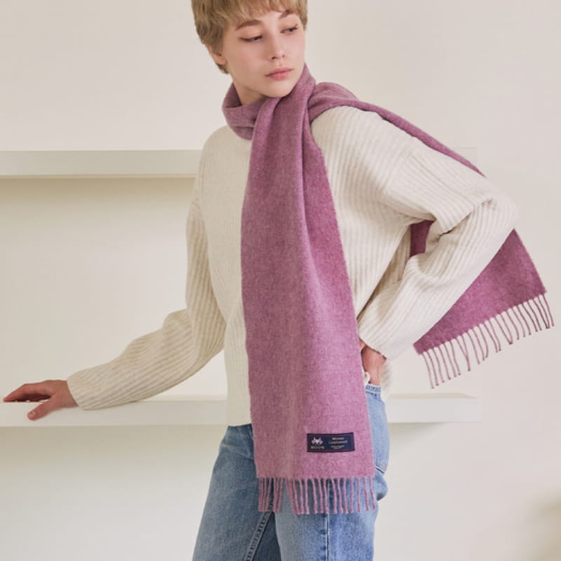 ABRAHAM MOON Merino Wool Muffler 25cm - Royal Pink