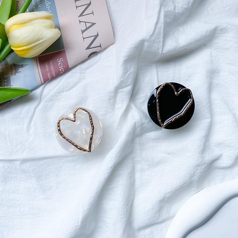 Marble Pattern Mobile Phone Airbag Bracket Electroplating Hollow Love Back Paste Type Retractable Stable Desktop Watching Drama