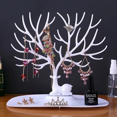 Jewelry Display Stand Tray Tree Storage Racks Earrings Necklaces Rings Jewelry Boxes Case Desktop Organizer Holder Make Up Decor