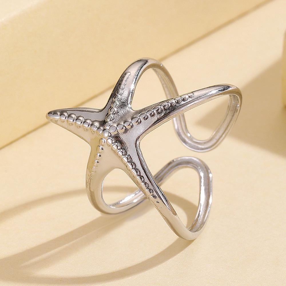 18K Gold Plated Starfish Open Ring - Ocean Series Holiday Style