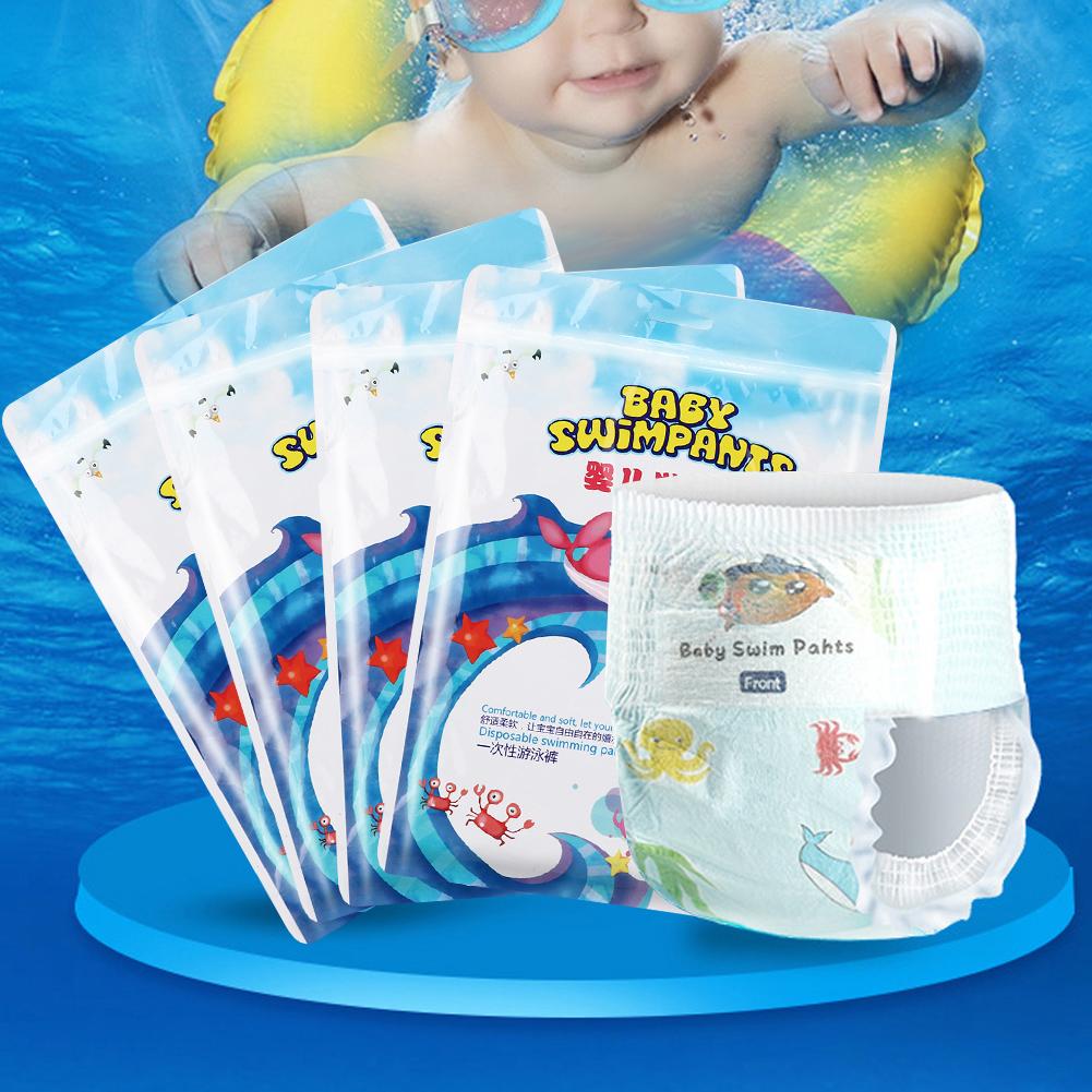 5pcs Baby Swimming Diaper Disposable Waterproof Elastic Leakage Proof Baby Diaper(L (9 14KG) )
