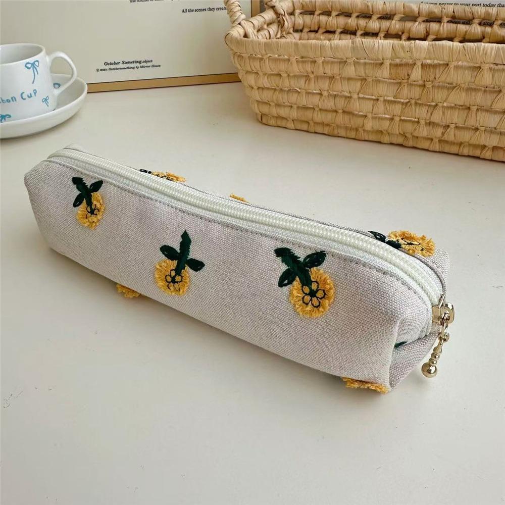 Flower Korean Style Pen Bag Print Cloth Stationery Bag Fashion Embroidered Pencil Case Student