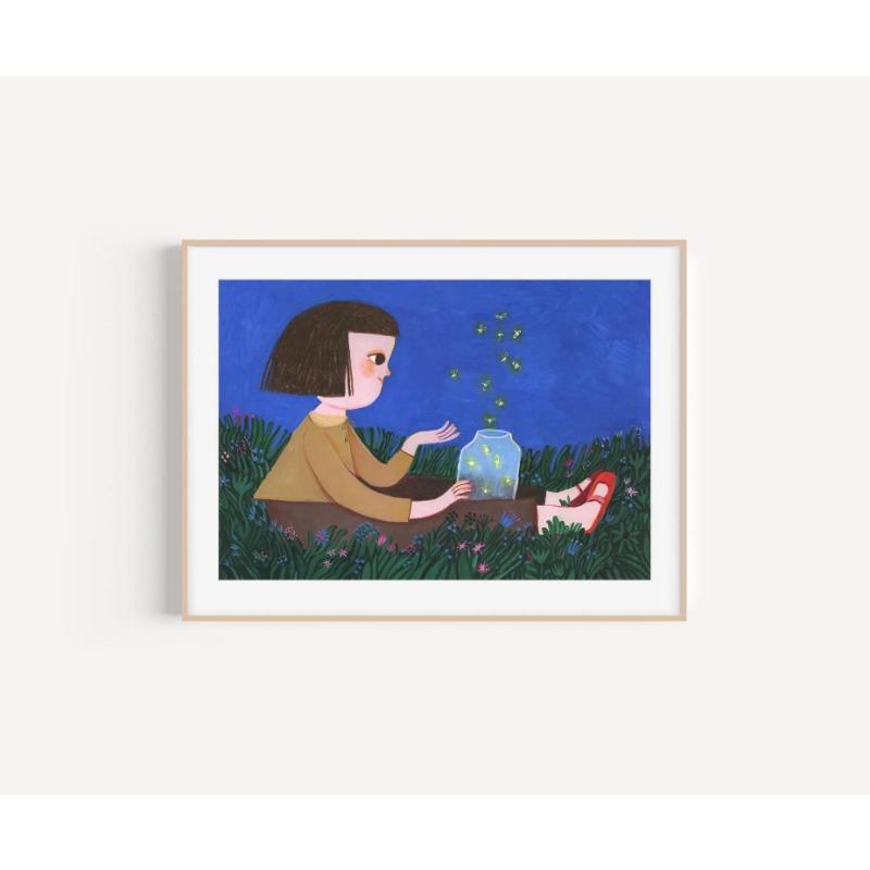 1pc Children's Day Art Poster Cute Girl with Animals Nature Art Boys and Girls Room Decoration Perfect Gift for Children's Day
