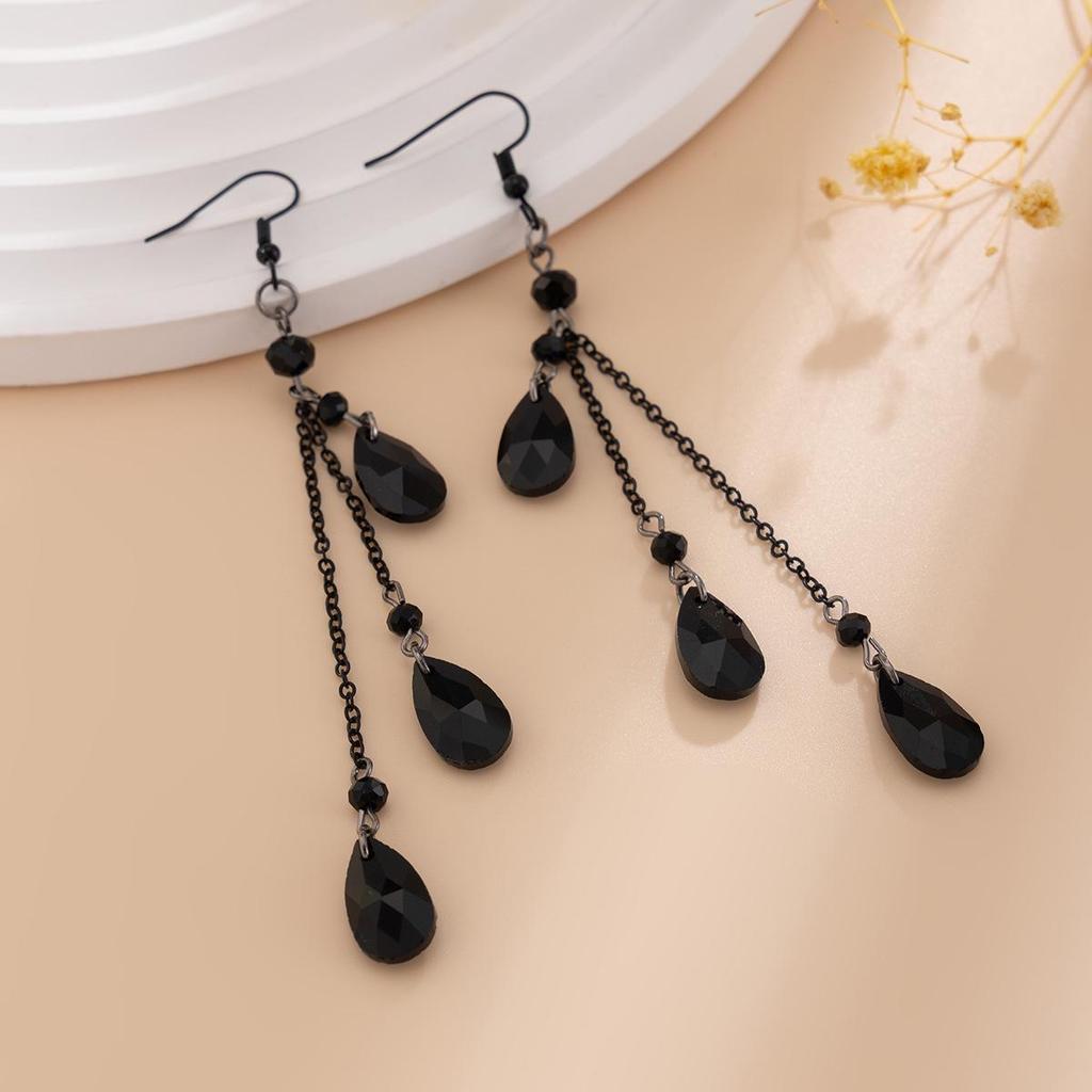 Crystal Tassel Drop Earrings - Halloween Blood Drop Design for Women