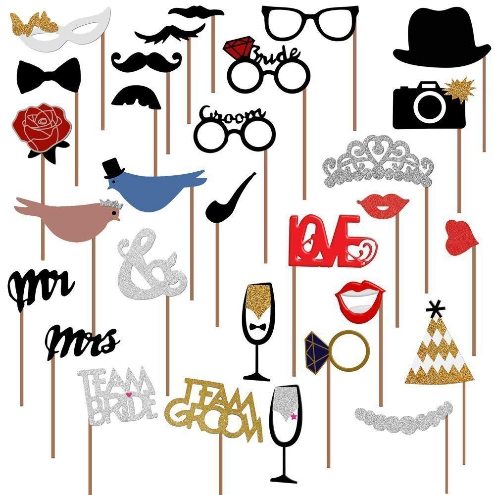 31pcs Funny Birthday Photo Booth Props DIY Wedding Groom Bridal Party Decor Baby Shower Bride To Be Bride Team Shooting Props