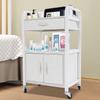 Salon High-density Wood Panels Storage Cart,White Rectangle Free Standing Movable Beauty Organizer 51*33*83cm for Beauty Salons