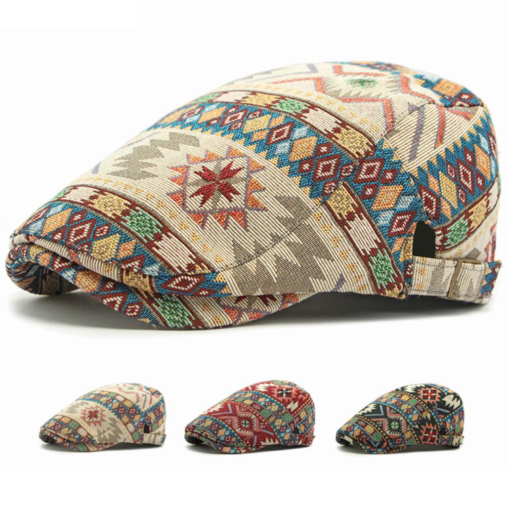HT4559 Men Women Beret New Stylish Jacquard Ivy Flat Cap Spring Autumn Artist Painter Beret Hat Male Female Adjustable Beret Cap