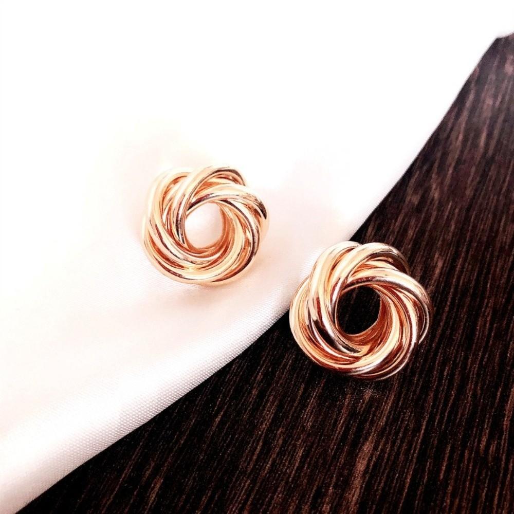 Light Luxury Metal Round Earrings Fashion Jewelry Geometric Circle Earrings Ladies Ear Studs  Party