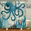 Oktopus Meere Duschvorhänge Badvorhang 180*180cm Wasserdicht Badezimmer Heimdeko Waschbarer Stoff Badezimmersichtschutz Mit 12 Haken
