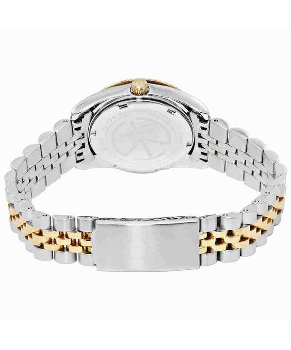 Mathey-Tissot Relógio feminino Rolly III Two Tone de aço inoxidável com mostrador marrom e quartzo D810BM