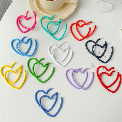 Fashion Geometric Personality Neon Acrylic Big Star Hoop Earring For Women Hollow Heart Earring Jewelry