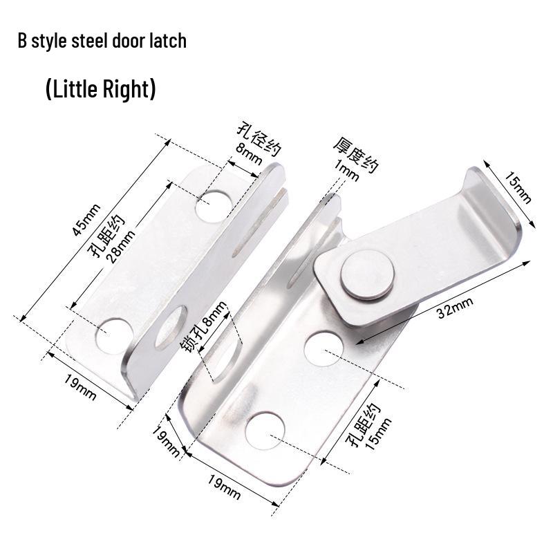 

Дверная задвижка из нержавеющей стали без сверления: Штифтовый замок, Защелка-пряжка, Левый/правый крючковой замок, Дверной засов и навесной замок.