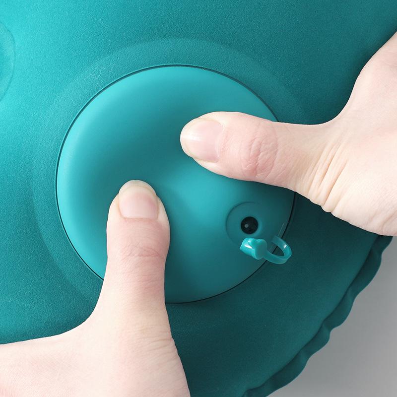 Flocked Inflatable PVC Travel Pillow for Camping and Outdoor Naps