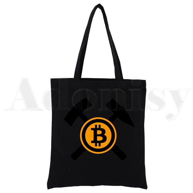 

HODL Cryptocurrency Crypto Btc Blockchain Черные сумки с принтом на холсте для девочек, модная повседневная ручная сумка Pacakge для жизни 24*26cm