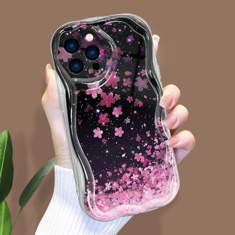 Cartoon Pattern Cream Texture Casing Wavy Edge Soft Silicone Cover Phone Case for IPhone Samsung Huawei Honor Xiaomi Redmi Infinix Tecno