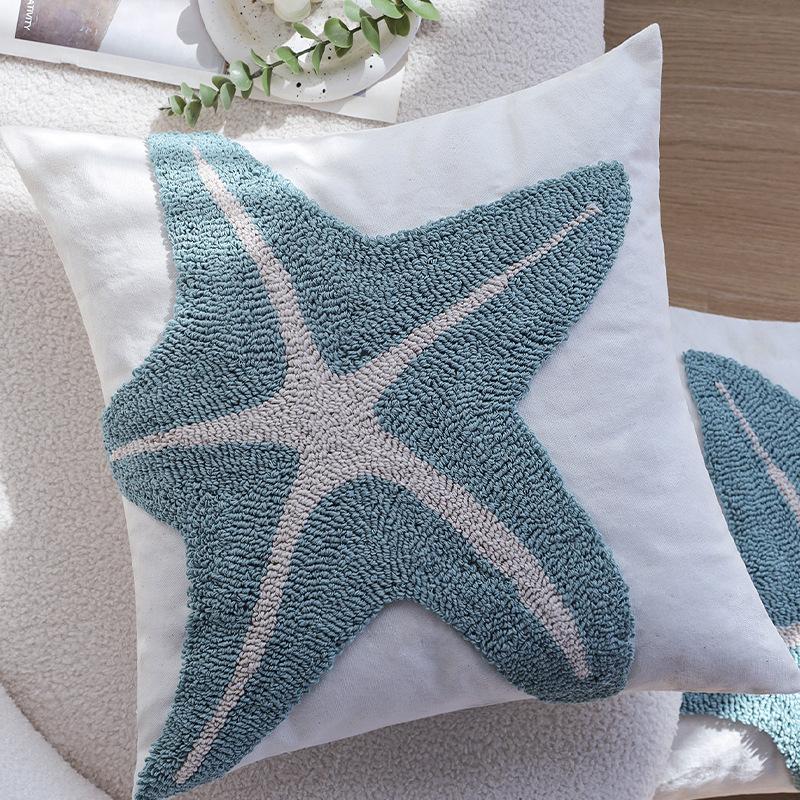 Blue Tufted Cushion Sofa Living Room Tassel Cushion Backrest Bedroom Bed Cushion Pillow Case Without Core