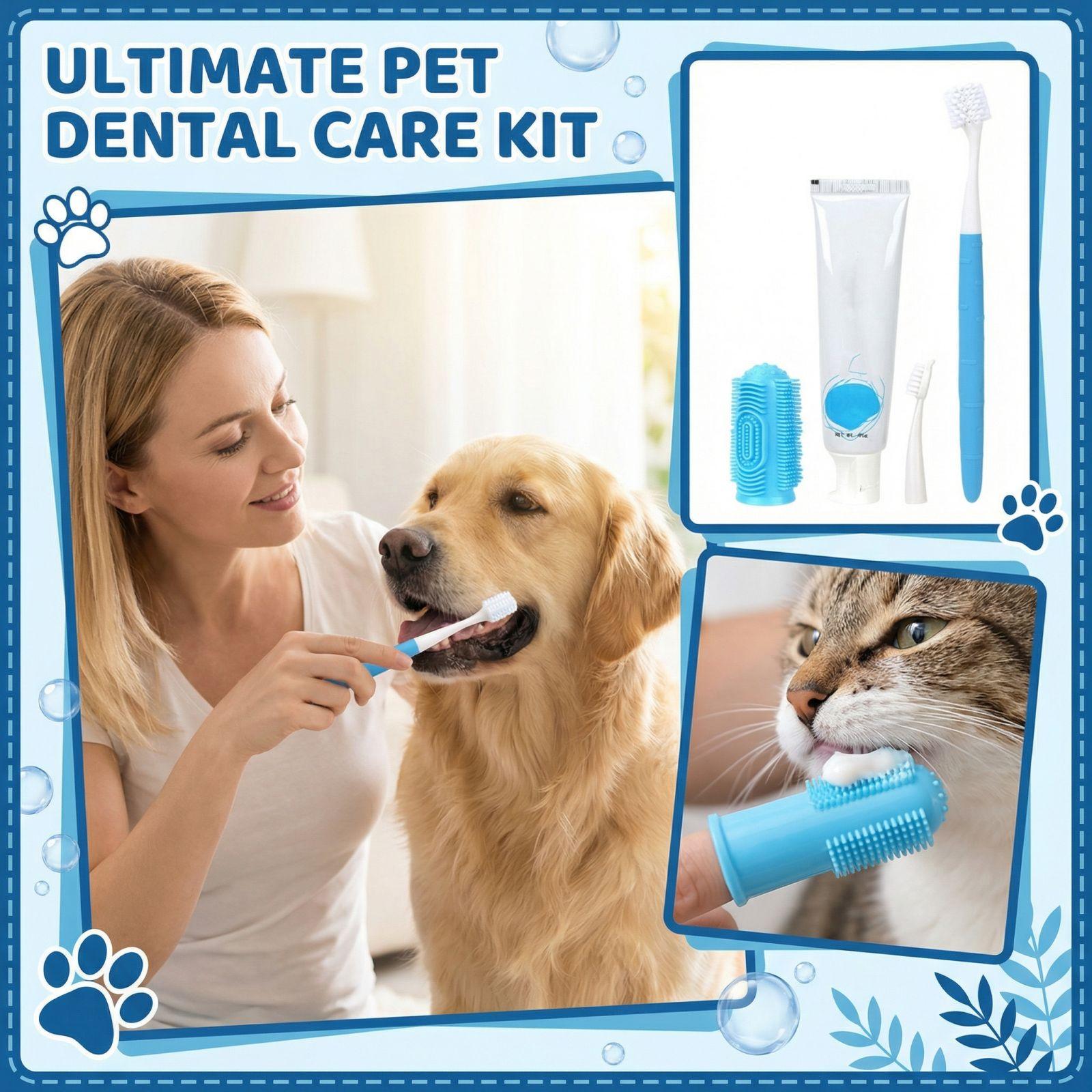 

Finger Toothbrush With Detachable Brush Head For Oral Hygiene Products Pet Toothpaste Set One Size синий