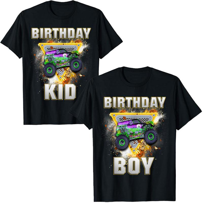 Monster Truck Birthday Boy Monster Truck Are My Jam Lovers T-Shirt Humor Funny Kids Tee Tops Sons Nephew Bithday Novelty Gifts