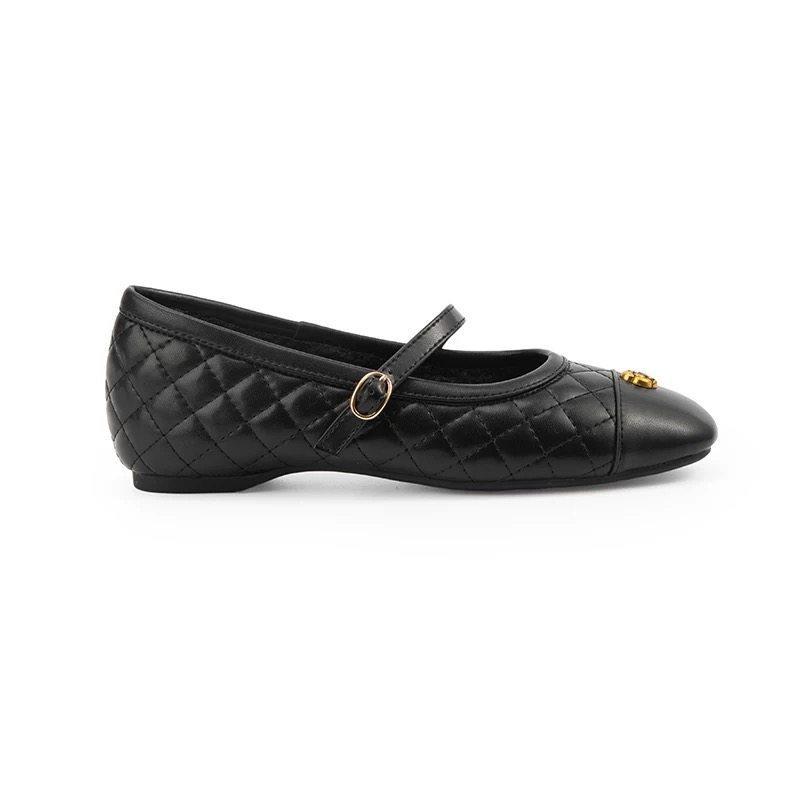 First encounter super soft inner height increase camellia Mary Jane shoes winter small fragrant wind rhombus color matching and velvet single shoes