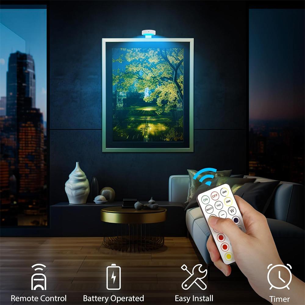 Wireless Art Display Led Painting Light RGB Color Battery Powered Puck Lamp with Remote Control Party Home Decoration