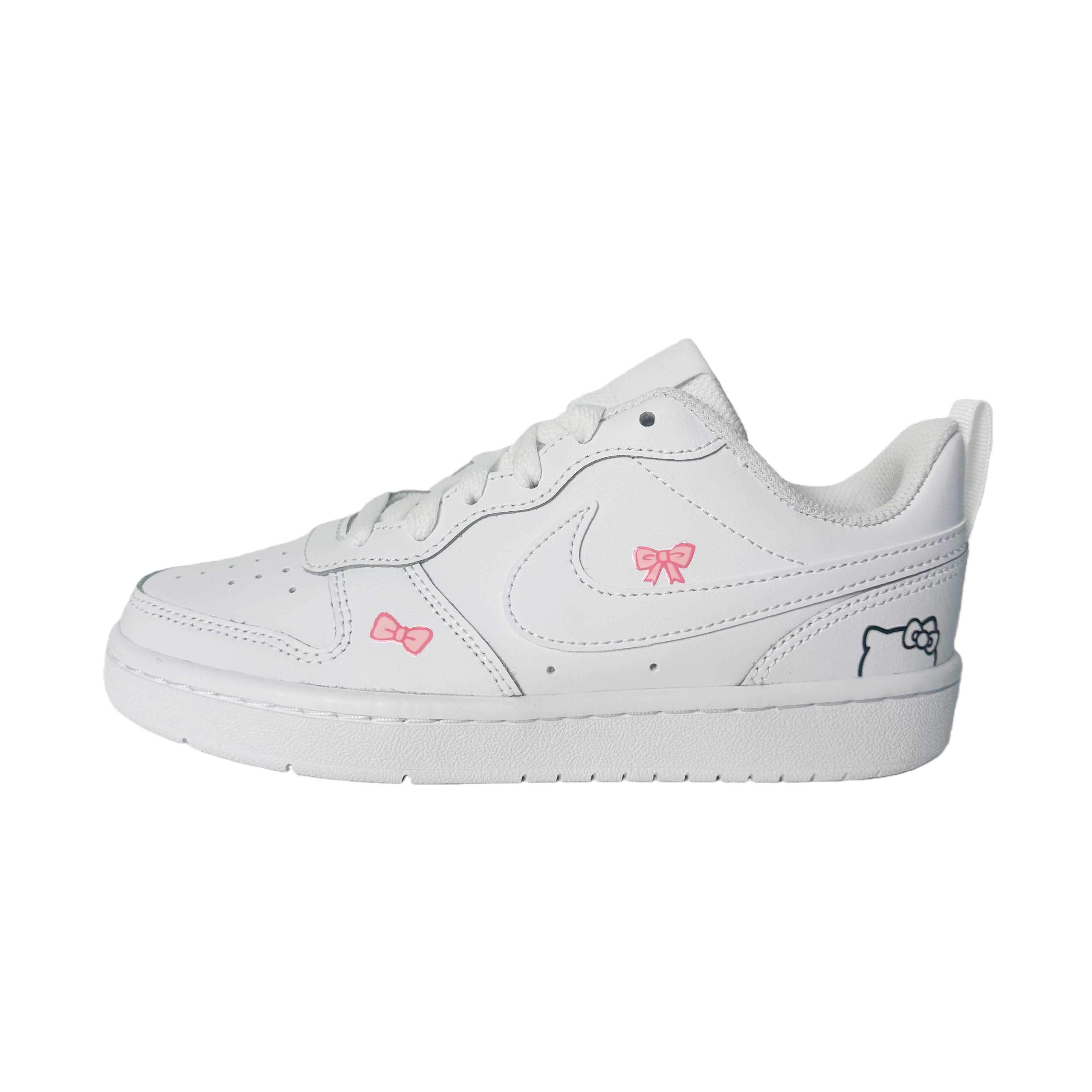 

Nike Court Borough Hello Kitty Plays With Butterflies Leather Low top Skateboard Shoes Unisex White BQ5448-100(team1670-) 35.5