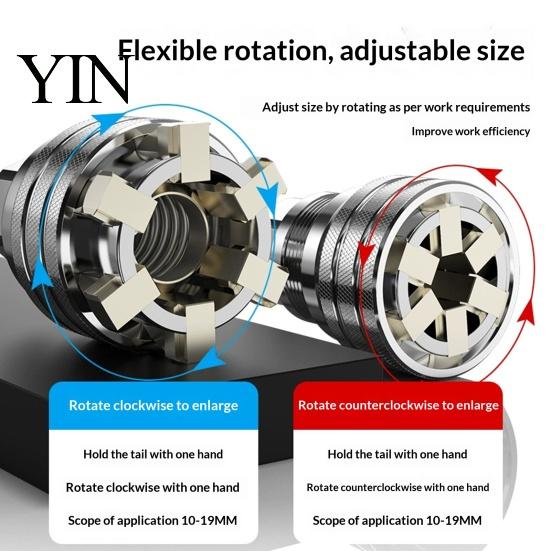 Chrome Vanadium Wrench Multi-Function Universal Socket Tool, 3/8''-3/4'' Adjustable Socket, Corrosion Resistant Self-Adjusting Ratchet Adapter