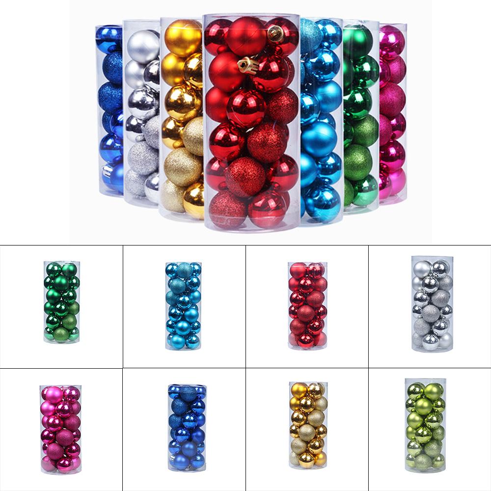 Živé 6cm vánoční koule, sada 24 kusů, slavnostní dekorace