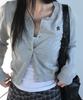 Chicks Round Neck Cardigan Melange
