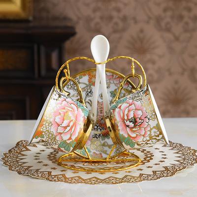 Gold-Plated Edge European Creative Household Tea Set Ceramic English Coffee Cup Saucer Set