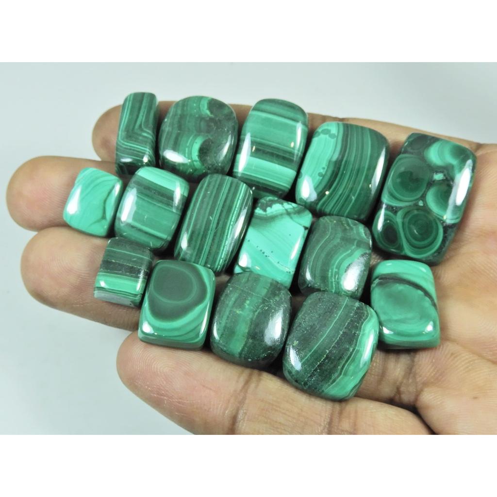 265Cts. Green Malachite Octagon Cabochon Loose Natural Gemstone 15 Pcs Lot C-3070