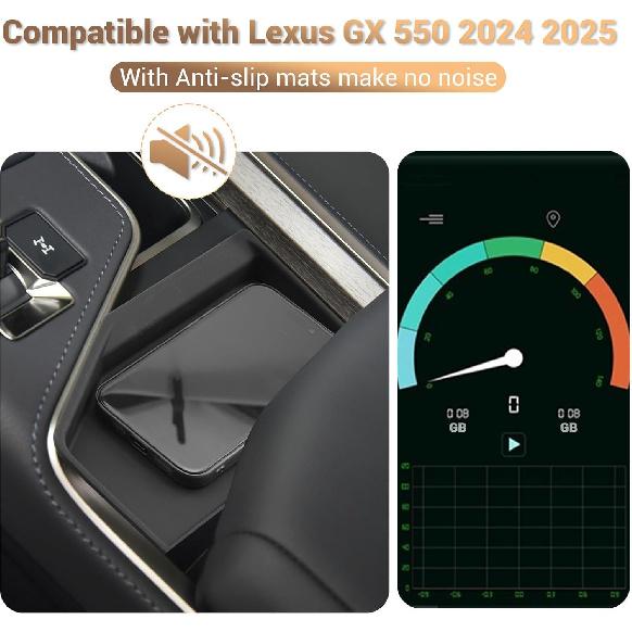 Compatible with 2024 2025 Lexus GX550 Wireless Charging Pad Mat for 2024 2025 Lexus GX550 Accessories, Center Console Wireless Charging Silicone Pad